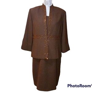 JESSICA Howard Chocolate Brown Suit Dress, Size 14